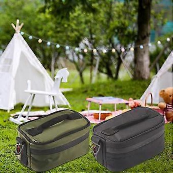 Återanvändbara Isolerade Lunchväskor Bärbar Picknick Bento Box Kylväska Tote Handväska Utomhus Camping Matlåda för Fodral för Bärare Ba Grön Green