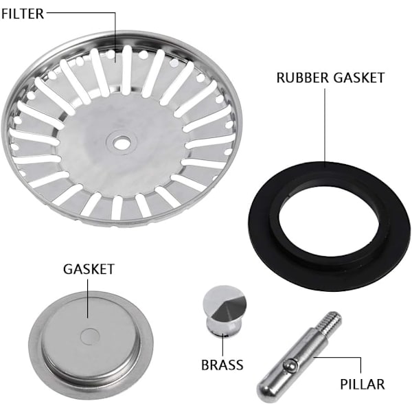 2 st diskhossil/diskpropp diskstopp hål kök/badrumssil diameter 84mm med kulände, rostfritt stål