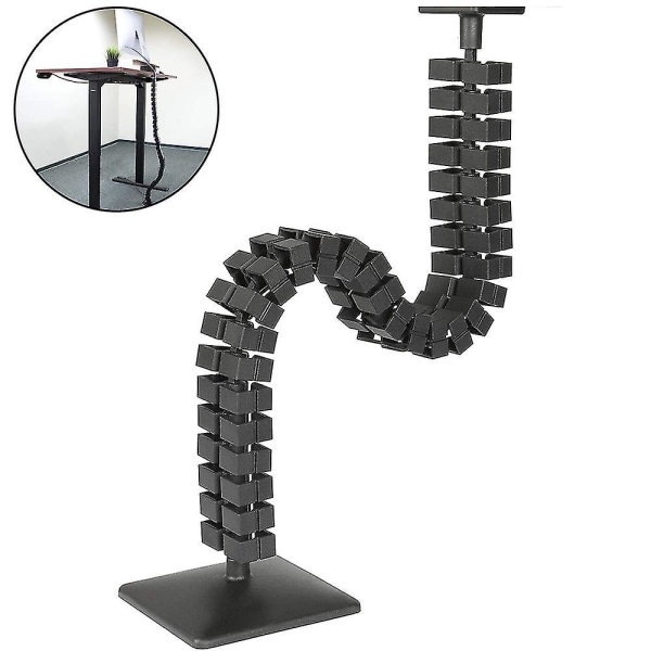 Cable Management Spine, Desk Cord Organizer Vertebrae, Keeps Power Black