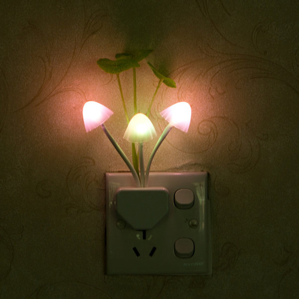 Nattlampa Plug in Wall, Automatisk LED Nattlampor 7 Färger Söt Svamplampa LED Nattlampa för Barn, Vuxna, Sovrum, Badrum, Toalett, Hall, Trappor, Kök (2 Pack)