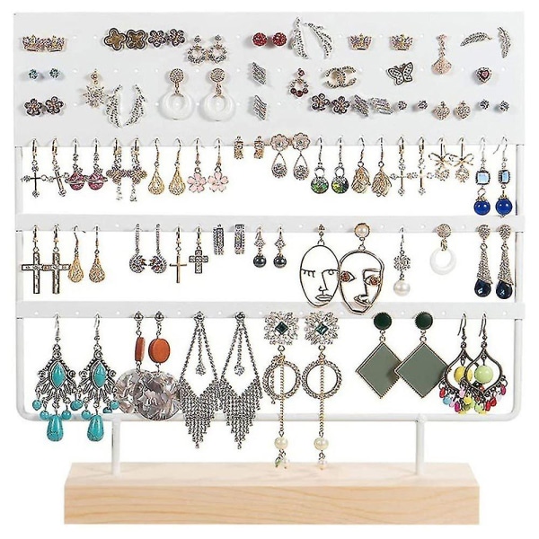 144 Hål Örhängehållare Ställ för smycken Display Stud Förvaringsställ（Vit）