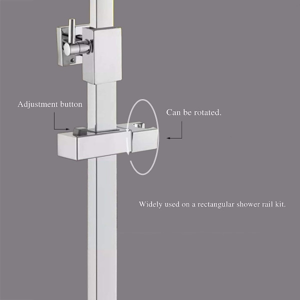 Skyvbar dusjhodeholder for skinne - 18 x 30 mm - Rektangulær, firkantet utskiftbar hånddusjholder, ABS krom dusjhodeholder for bad