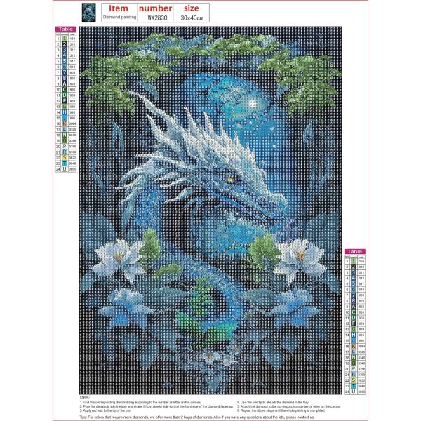 30x40cm Forest Dragon DIY Diamantmålning, 5D DIY Diamantmålning