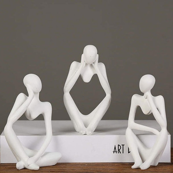 Tänkerstaty - Resin Figur Staty Tänkarfigur Abstrakt dekoration - Abstrakt Tänkare Skulptur Modern konst Figur - Skrivbordsdekoration Vit