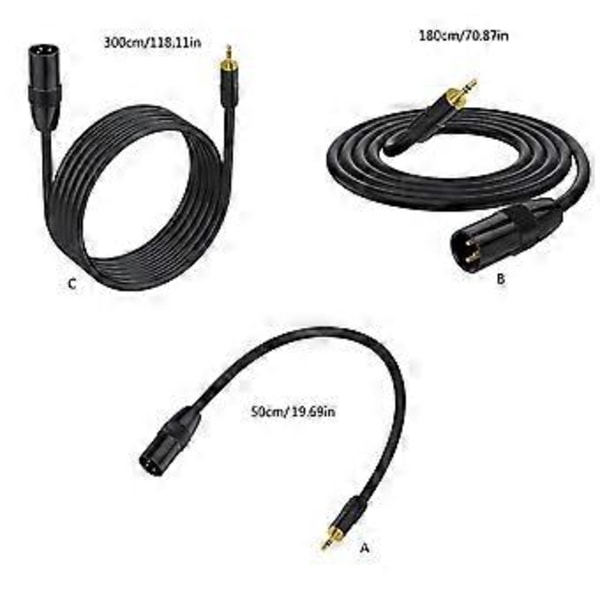 3,5 mm til 3-pin kabel, ubalanceret 1/8 tomme TRS stereo han til 3-pin han mikrofon stereo kabel til højttalere 50cm