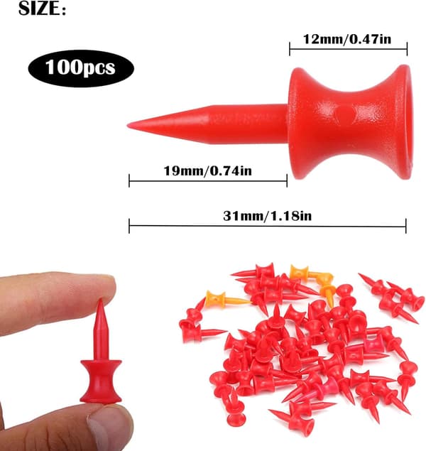 Golf Tees Plastik Rød 31mm One Size Golf Castle Professionel Dura