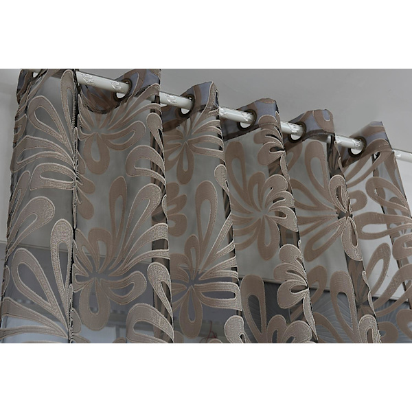 100*250cm Perforerad 3d Blomskärning Gardin - Brun