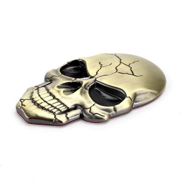 3D-metallinen pääkalloautotarra autoon ja puhelimeen, demon metal skull head body patch (pronssi)