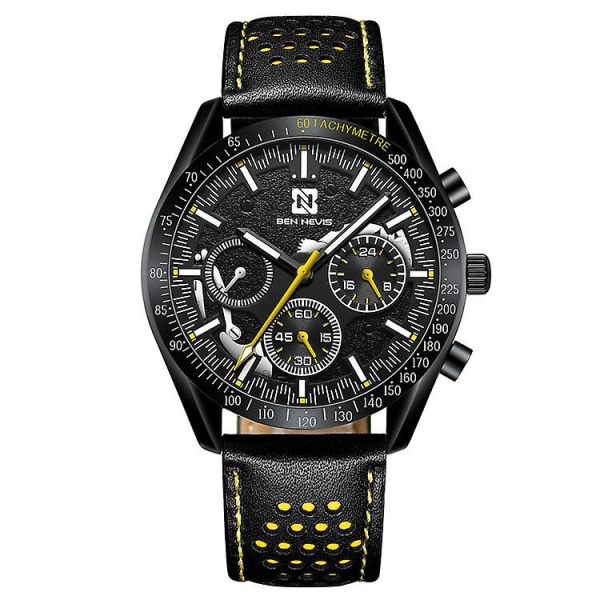Ben Nevis Luxury Business Herre Quartz Watch Vandtæt Herreur (Sort)