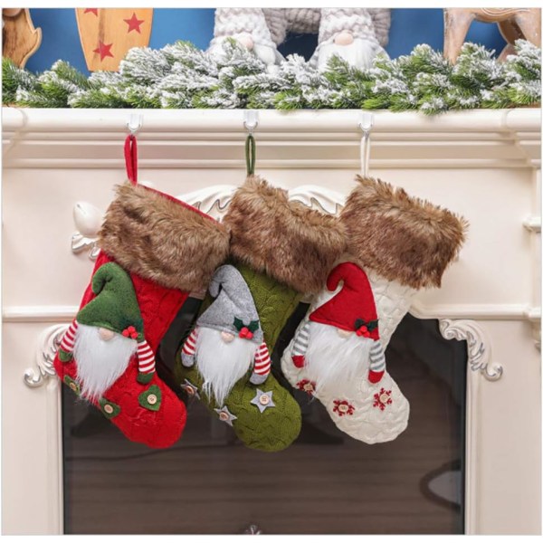 1 st julstrumpa stickad tomte strumpa handhängande strumpa