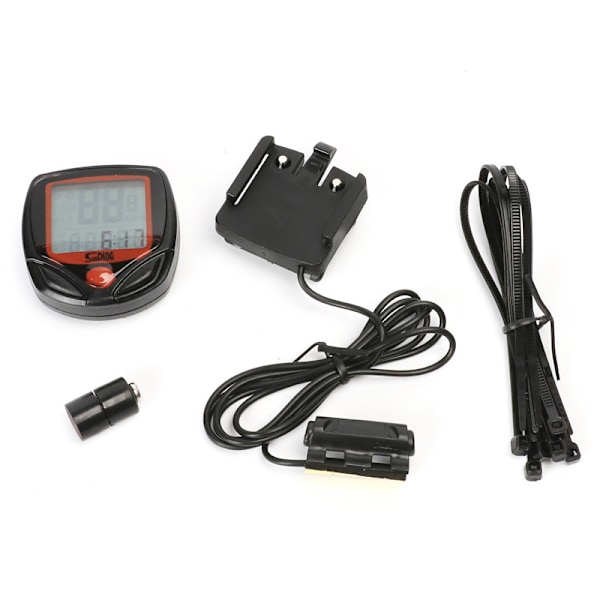 Cykelkode tabel, cykelhastighedsmåler speedometer odometer, med 14 funktioner, vandtæt LCD-skærm, sort