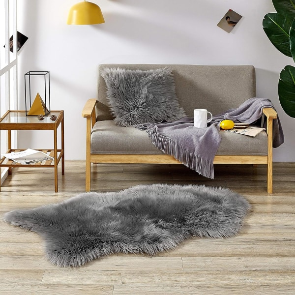 Saueskinns Faux Fur Rug - Soverom Teppe Teppe for Soverom, Stue R