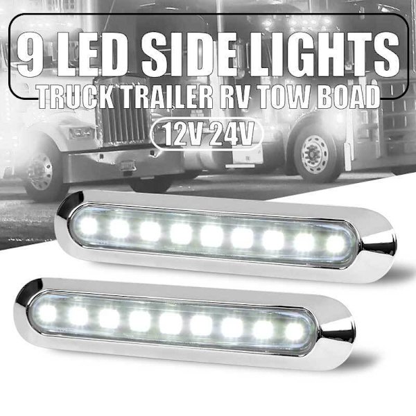 4 stk. Hvide 9 LED Positionslys til Lastbil Trailer R