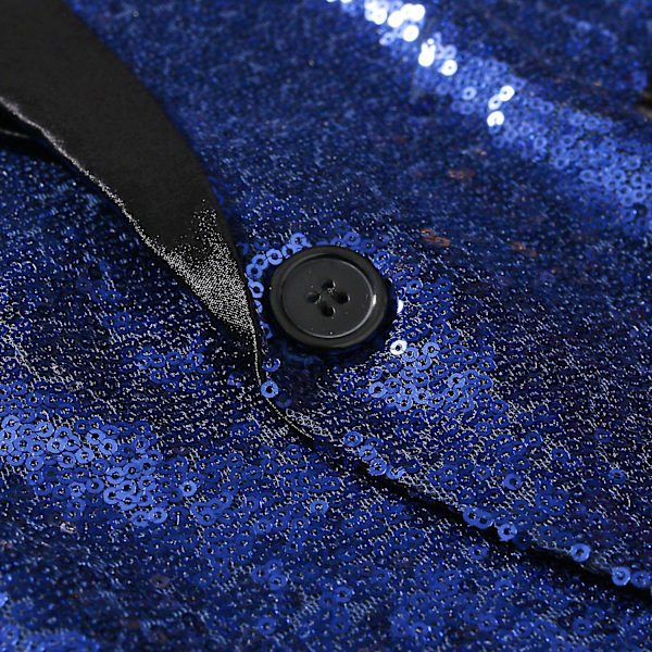 Herr Sequin Casual Blazer Fest Bröllop Höst Vinter Regelbunden Rock Casual Jacka（S Blå）