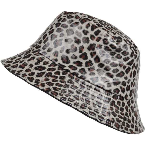 Chapeau de Pluie, Ciré Mat, Imperméable. Imprimé Léopard eller Couleur Unie eller Intérieur Fourré-Gray