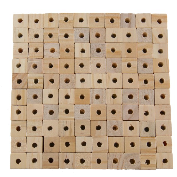 0,78&quot; Träkuber med hål - 50-pack - oavslutade massiva träpärlor för självhantverk och byggprojekt (50 st)