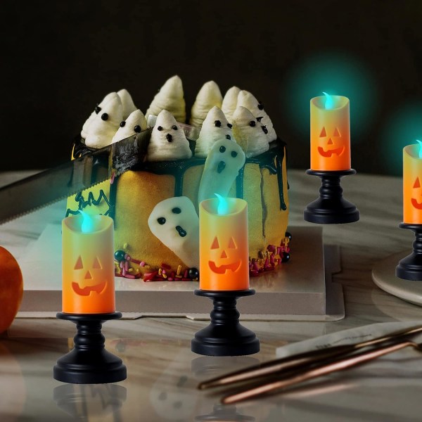 LED-telys, 12 stk. Halloween-gresskar-telys Batteridrevet