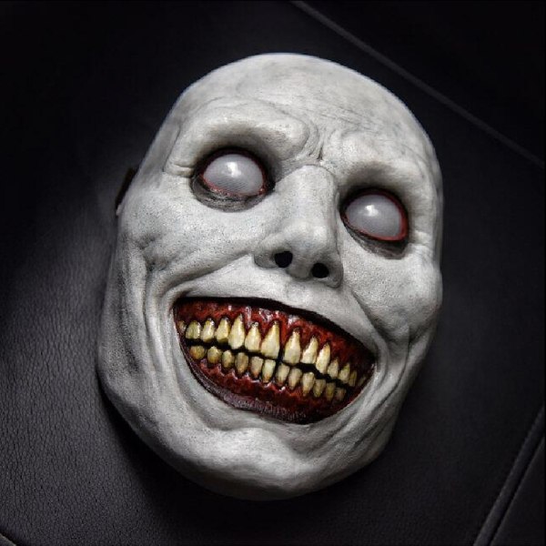 Halloween horror maske COS smil exorcisme grøn øje latex maske