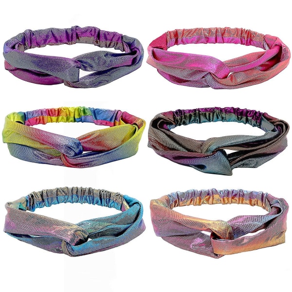 6 st Mermaid Knutade Pannband för Flickor, Liten Flickas Hårtillbehör, Barn Knuta Huvudband, Kors Tie Dye Huvudband, Mermaid Pannband Festgåvor,