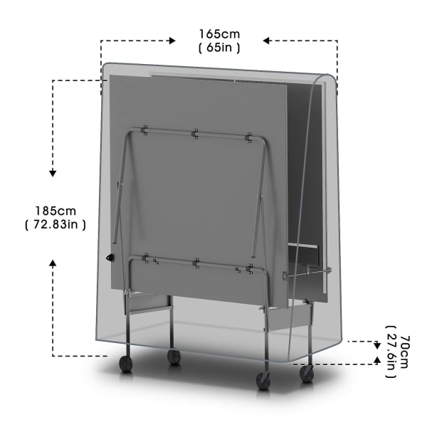 Bordtennisbordsöverdrag, 210d väderbeständigt bordtennisöverdrag för utomhusbruk 65 * 27,5 * 72,8 tum