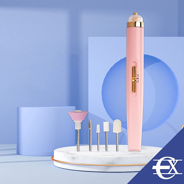 Elektrisk manikyrset, 5 i 1 elektrisk nagelfil manikyr slipmaskin hand nagelpoleringssystem - rosa