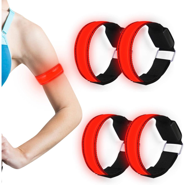 LED Wristband, 4 Pieces Reflective LED Light Wristbands Light Ban