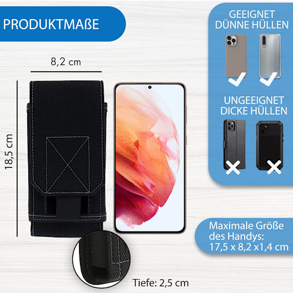 Mobiltelefon bältesväska - bältes mobiltelefon väska universell svart, ma