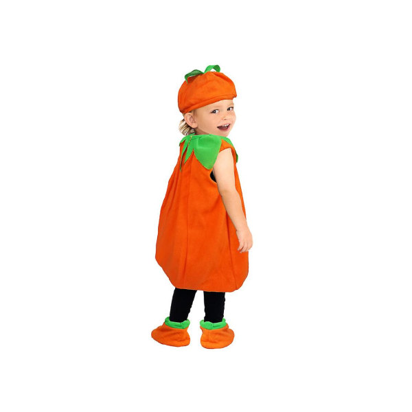 Newborn Baby Halloween Kids Pumpkin Costume Kit Baby Coat Hat Socks Outfits, L Size For 3-6 Years Old Baby