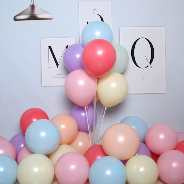 Macronfärgade förtjockade ballonger, 200 ballonger i olika färger