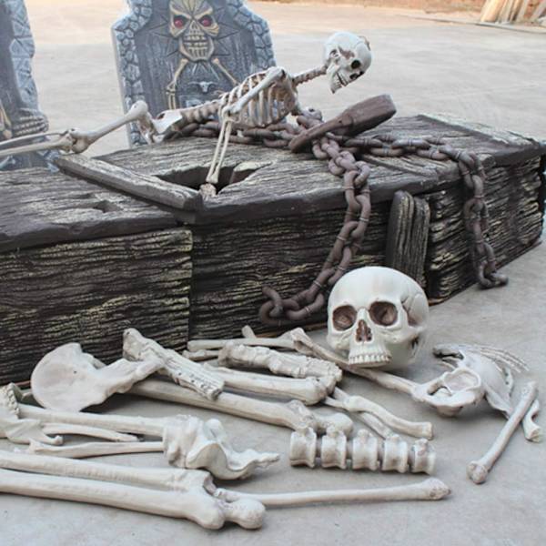 28 skjeletknoker og hodeskalle for halloween-dekorasjon eller skummel gr