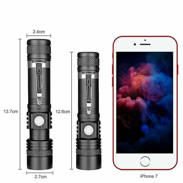 2 stk. 20000lm Shadowhawk lommelygte genopladelig USB T6 LED taktisk lommelygte