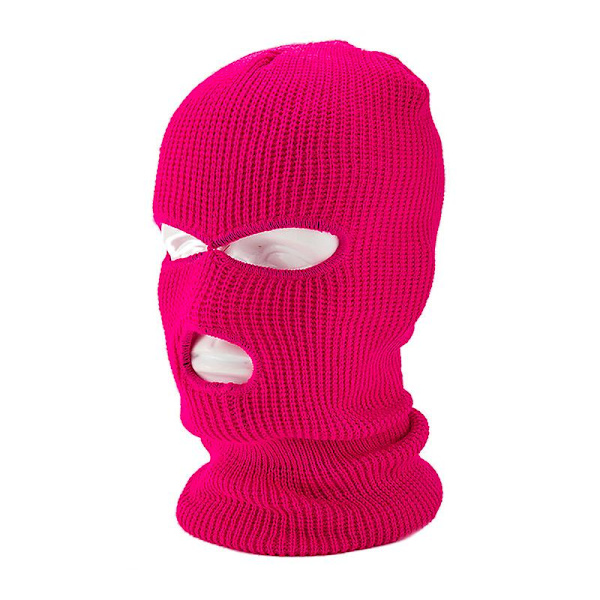 3-håls stickad skidmask för hela ansiktet, vinterbalaclava ansiktsmask för utomhussporter (marinblå)