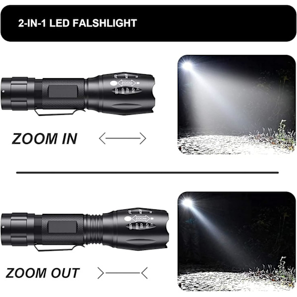 UV-taskulamppu, 2-in-1 LED-taskulamppu UV-lamppu, 500 lumenia 4 tilaa Blac