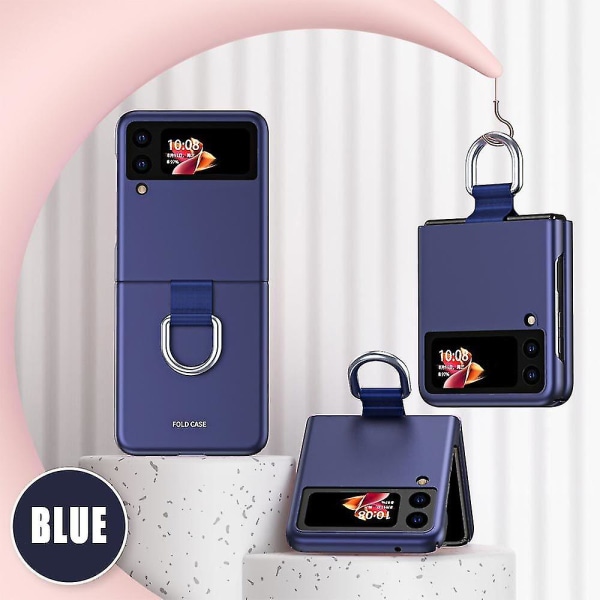 För Samsung Galaxy Z Flip 3 5g Case Stötsäkert cover med fingerring blå