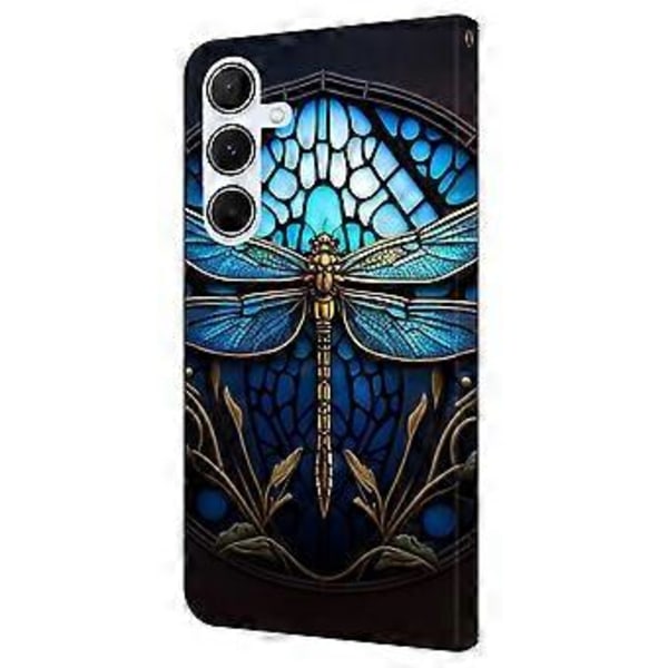 Skal för Samsung Galaxy A16 5G/A16 4G TPU+PU Läder Flip Fodral Blue Dragonfly