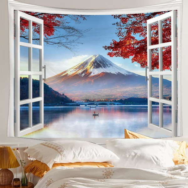 Tapestry Backdrop Wall Hanging Asian Fuji Mountain Photo Banner B