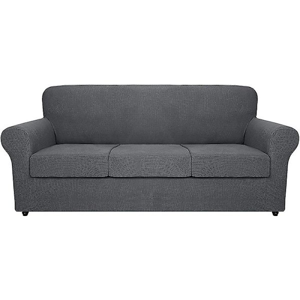 Udskiftning af sofa sædebetræk stof strækbart beskytter pudebetræk sofa slip（2 sæder lysegrå）