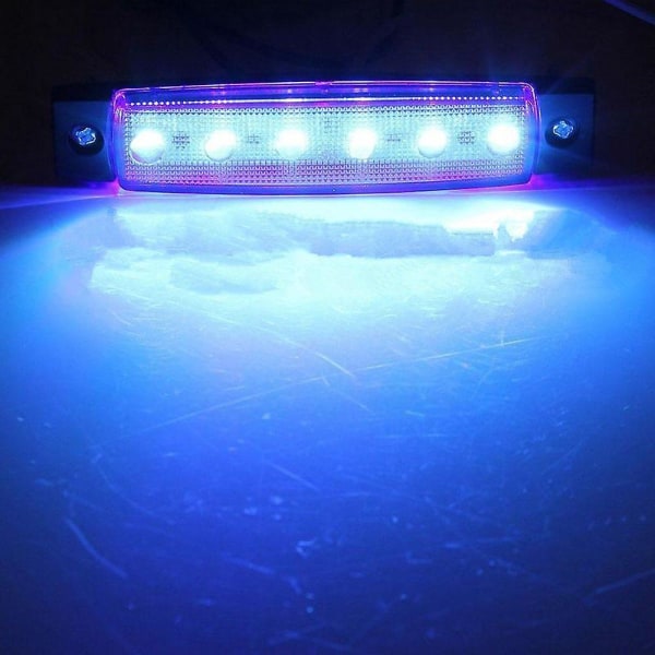 10x 6 LED 3.8&quot; Sidomarkeringsavstånd Ljusblå släpljus för 12v Lastbil Buss Båt Hytt Rv Lastbilar Suv Extern