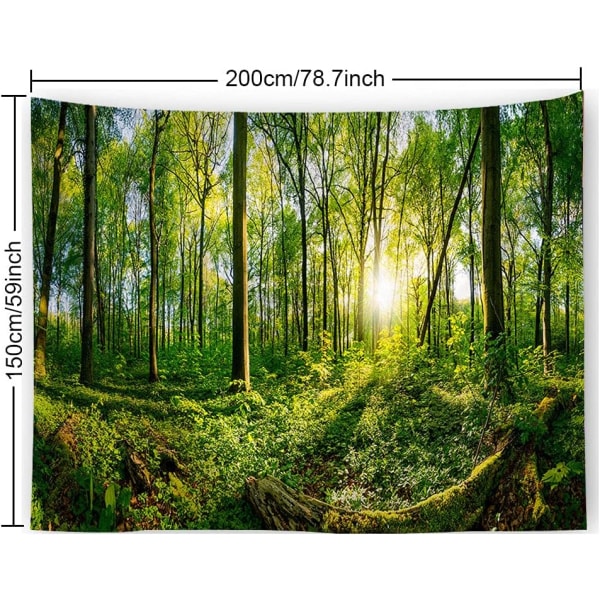 (150X200cm ,59"X79") Forest Tapestry Wall Hanging Green Tree and