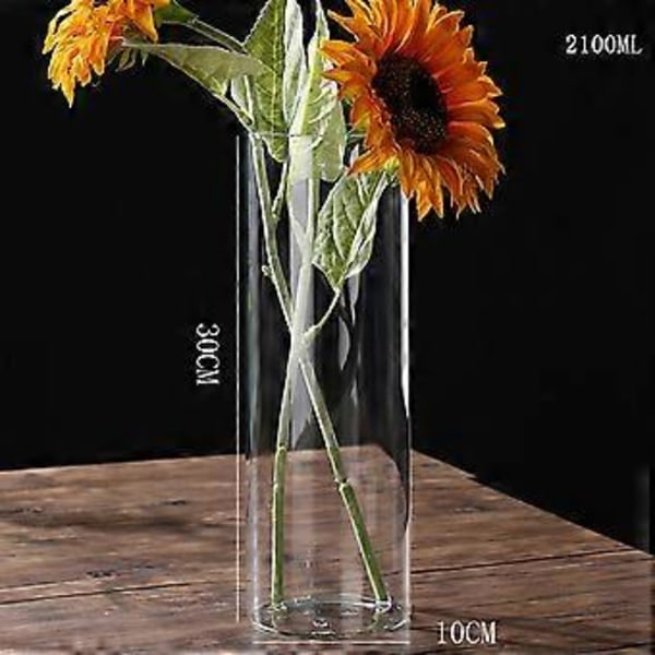 Klar Glass Blomstervase Minimalistisk Glassvase Sylinder Blomstervase for Bryllup Stue Dekorativ Gave 10x30cm