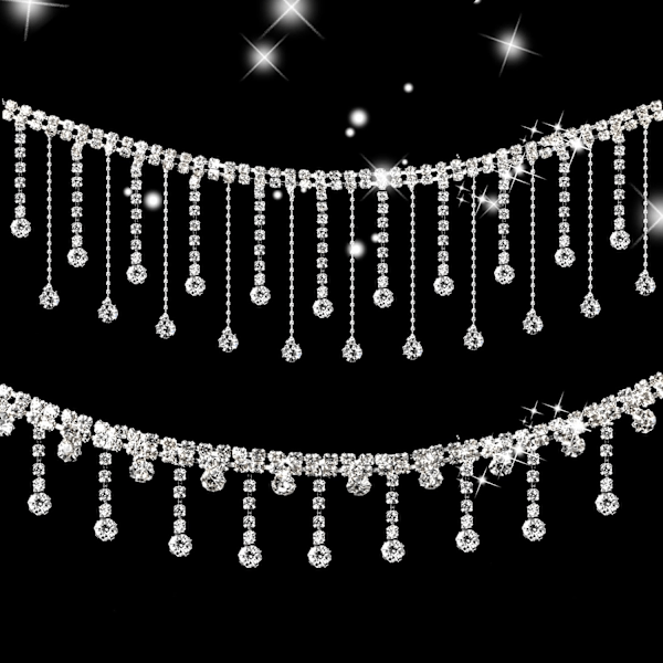 90 cm lang strassbånd med 2 strass dusk stiler, brukt