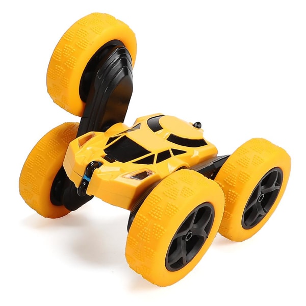 Fjernbetjent bil 360 roterende Rc biler med forlygter 2.4ghz elektrisk racer stunt legetøjsbil（Gul）