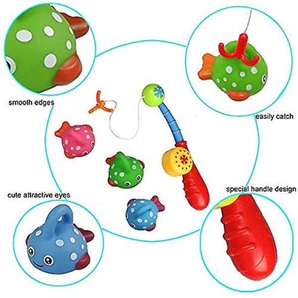 Baby Fiskespel för 1 2 3 4 åringar Flickor Pojkar Simma Paddla pool Leksaker med leksak fiskespö för barn