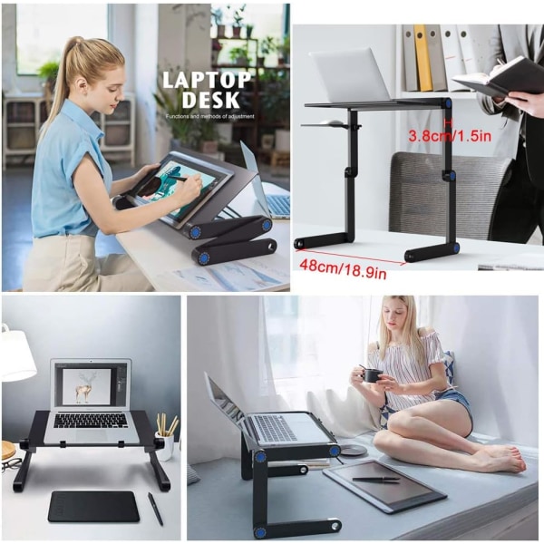 Kannettavan tietokoneen jalusta - Taitettava sänkypöytä, PC-pöytä, kallistettava lukupöytä