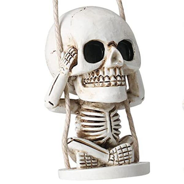 1 stk. Sød Halloween-pynt, Svingende kraniebilvedhæng til bakspejl