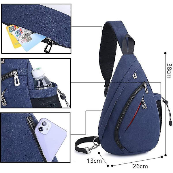 Vedenpitävä olkalaukku, rintalaukku, miesten, naisten ja lasten crossbody-laukku (musta)