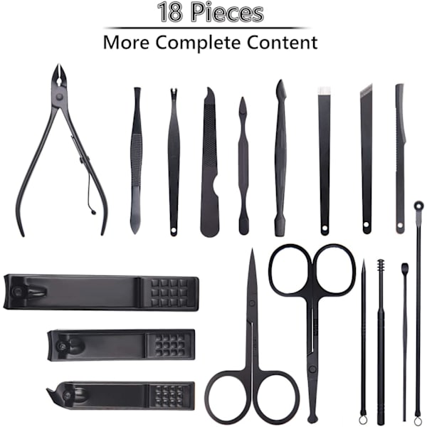Manikyr Pedikyr Kit, 18 st Professionell Nagelklippare Set, Fläck