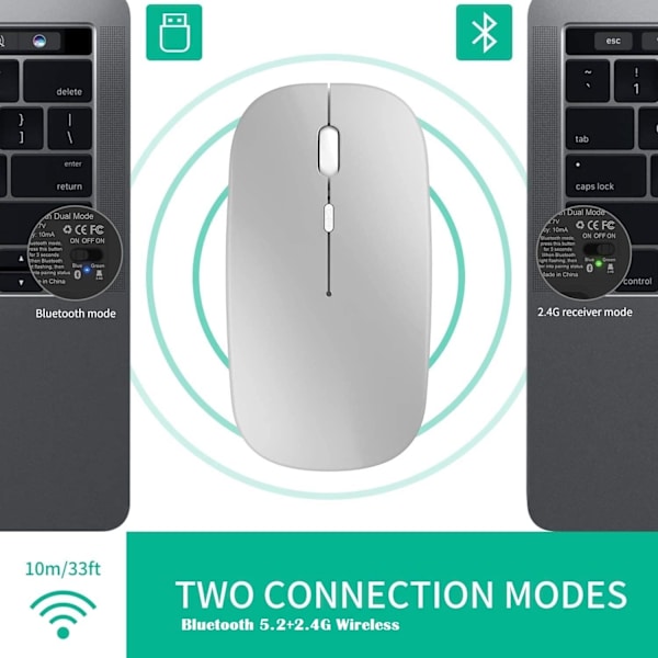 Genopladelig Bluetooth-mus, trådløs Bluetooth-mus, Bluetooth