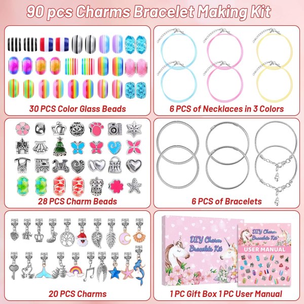 Charm Bracelet Making Kit, 90PCS Jewellry Making Kit,Jewellry Bra