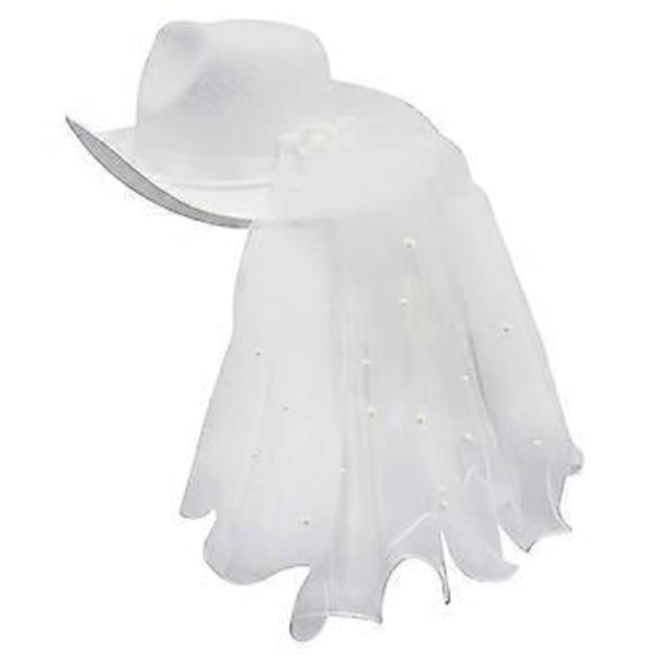 Lehmityttöhatut leveällä reunalla, valkoinen cowboy-hattu aikuisille naisille, morsiamen häihin()